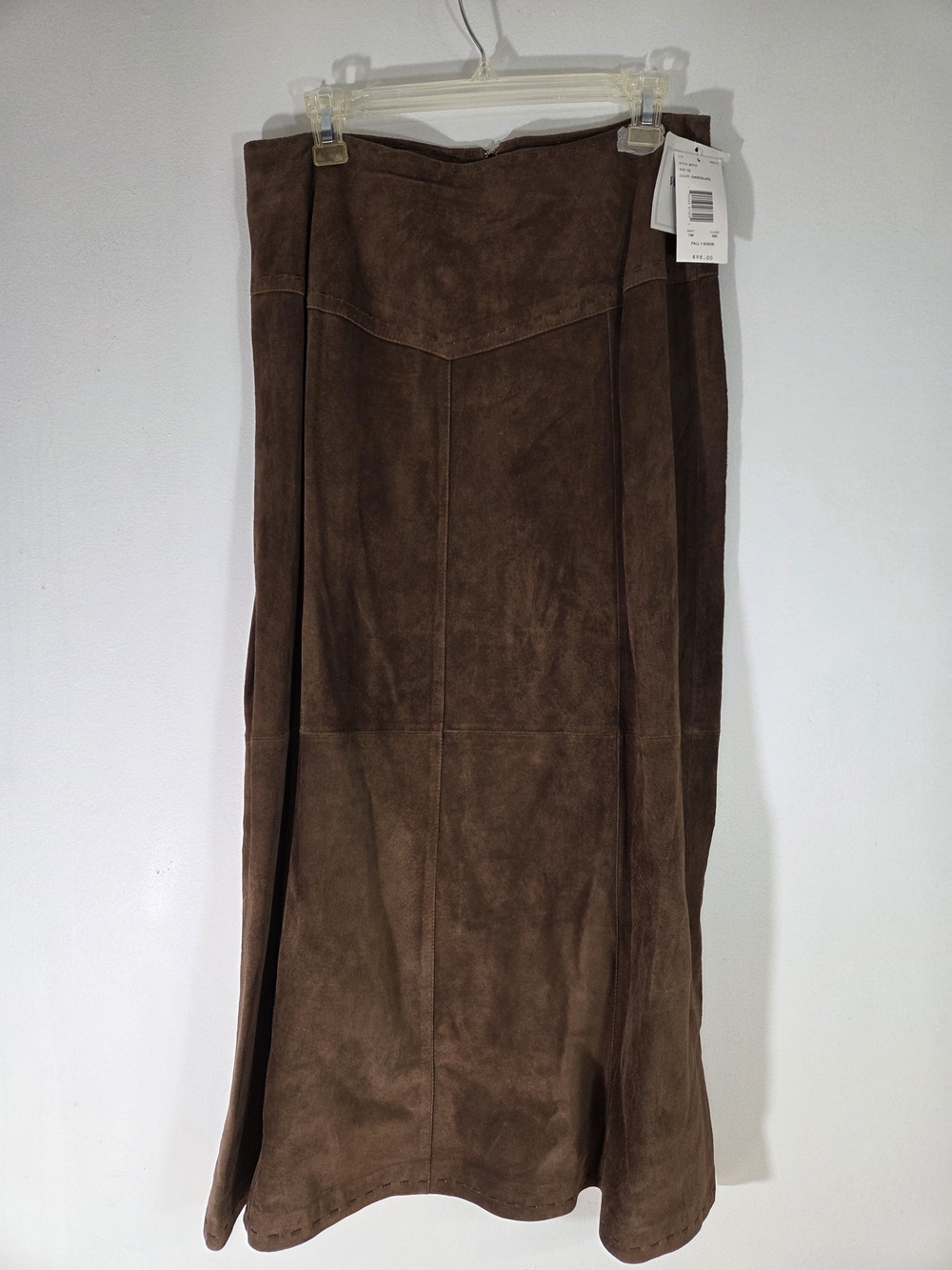 Suede Maxi Skirt Dark Brown Chocolate Fully Lined